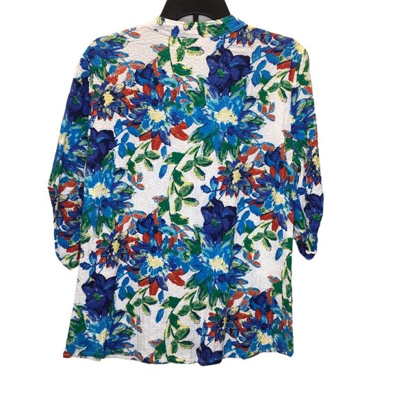Rebecca Malone Shirt Women Size Medium Floral Button Up 3/4 Roll Tab Sleeve - Picture 2 of 9
